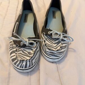Sperry Zebra Print boat shoes- Black and White